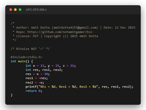 Bitwise NOT '~'